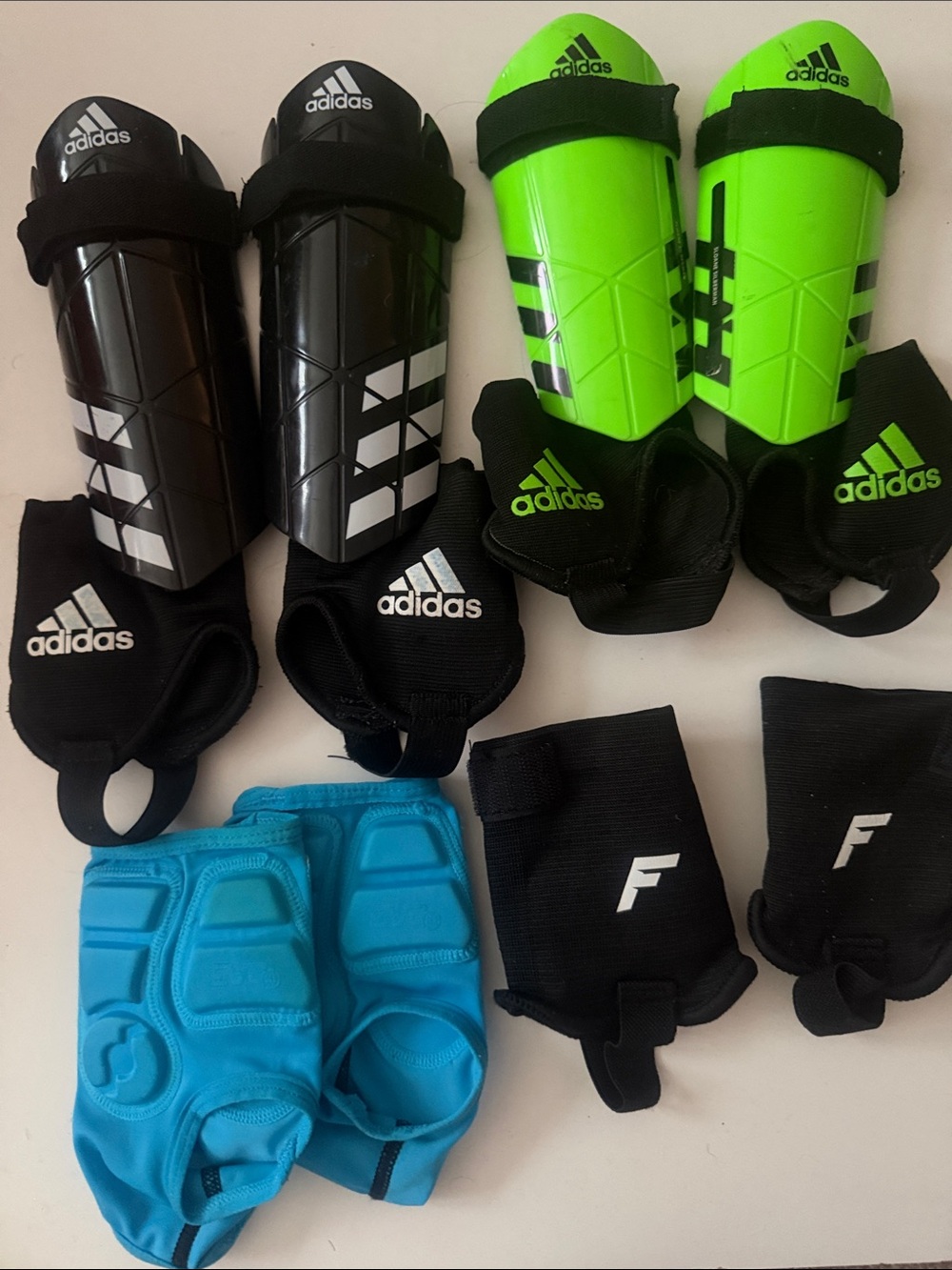 adidas Bright Lime Green and Black Soccer Shin Guards with Ankle Sleeves
